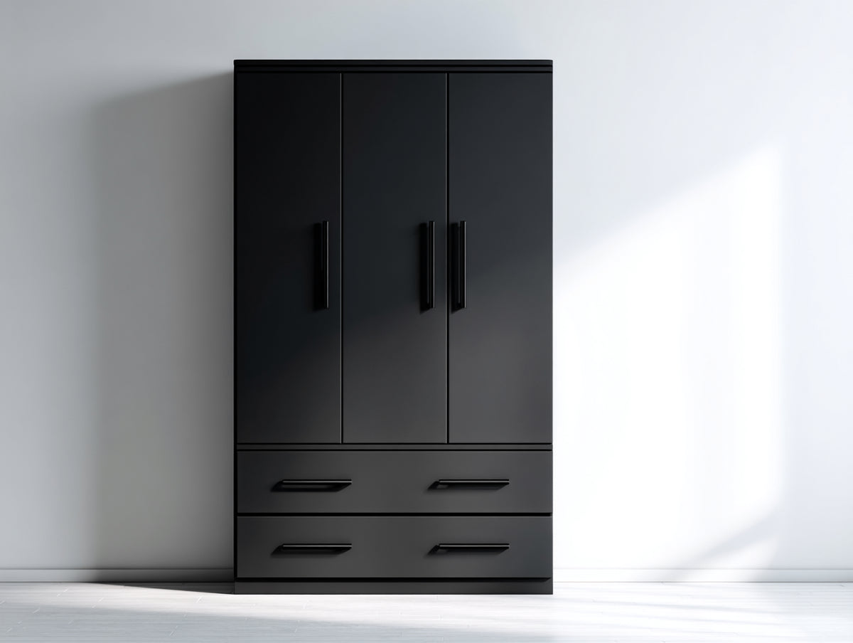 Armadio - Legno-Metallo - 118 x 50 x 188 cm - Nero - Stile contemporaneo