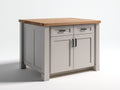 Credenza - Legno-Metallo - 112x54x92 cm - Grigio chiaro-Rovere naturale-Nero - Stile classico contemporaneo