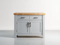 Credenza - Legno-Metallo - 110x48x90 cm - Grigio perla-Rovere naturale - Stile classico contemporaneo