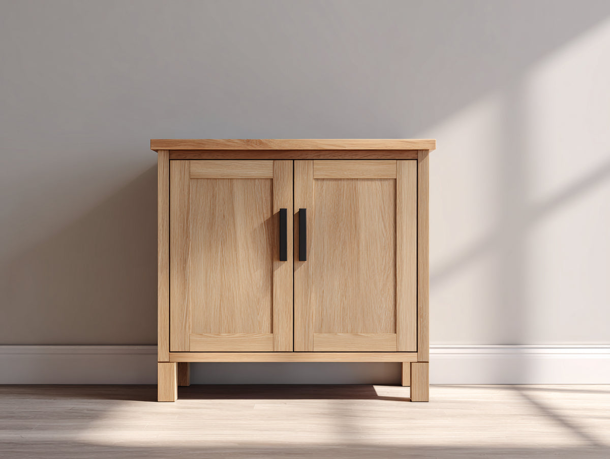 Credenza - Legno-Metallo - 88x40x82 cm - Rovere naturale-Nero - Stile nordico