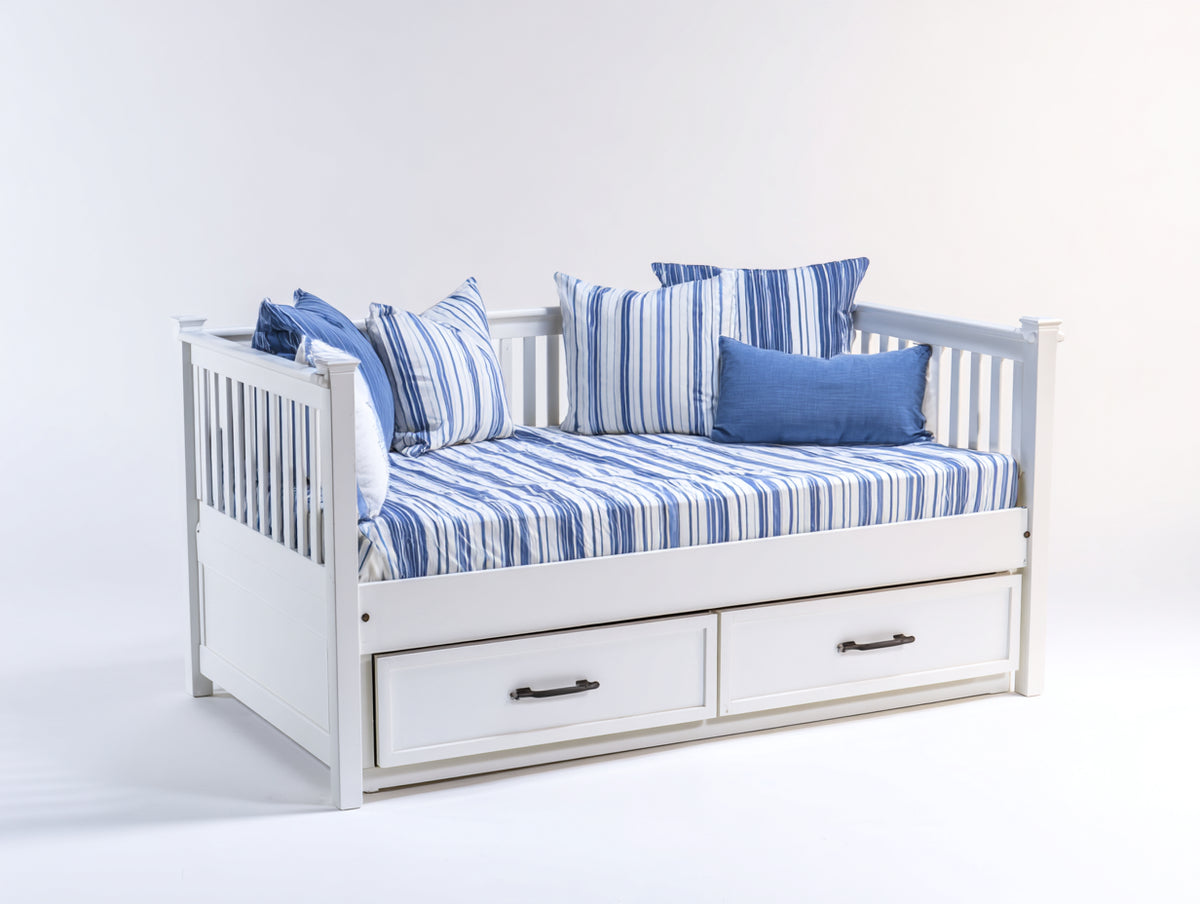 Divano letto - Legno - 208x98x93 cm - Bianco - Stile classico contemporaneo