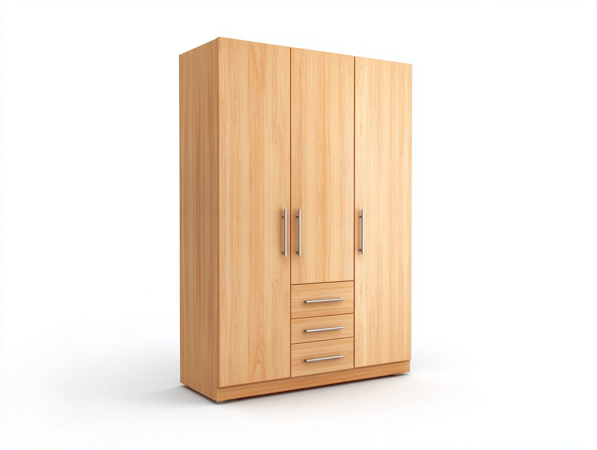Armadio - Legno-Metallo - 130 x 52 x 190 cm - Rovere chiaro - Stile moderno