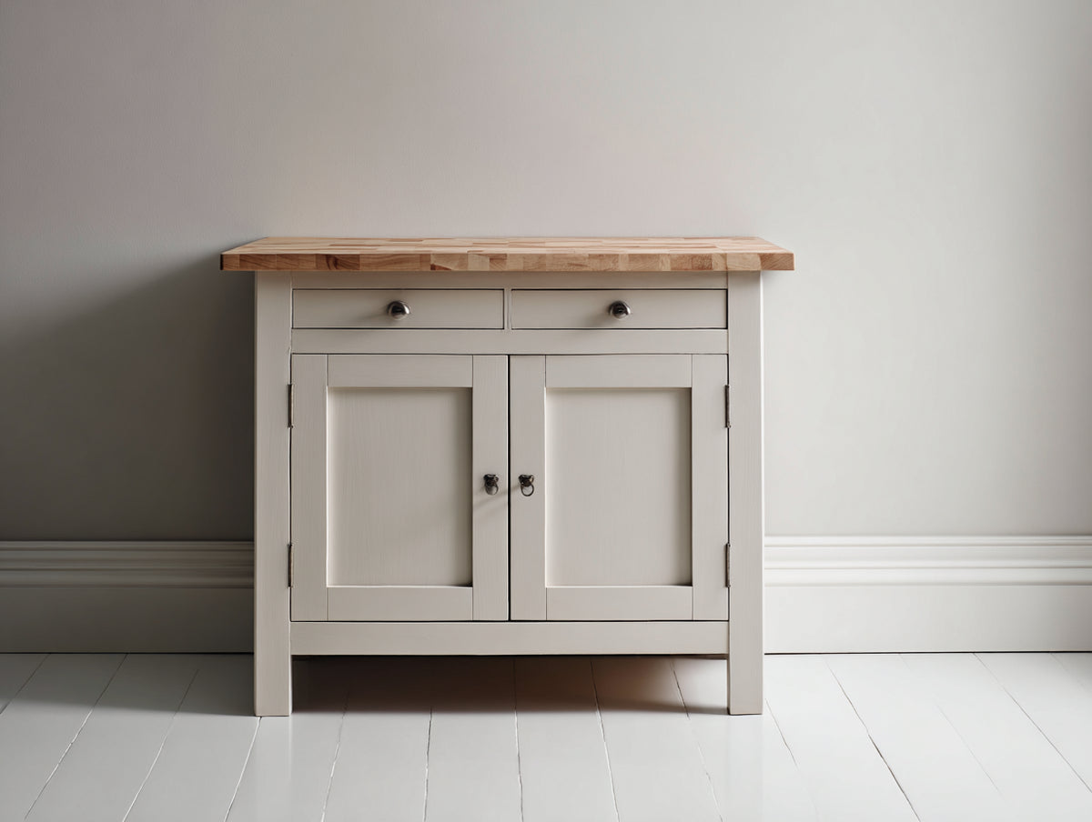 Credenza - Legno-Metallo - 100x42x90 cm - Bianco crema-Rovere naturale - Stile rustico