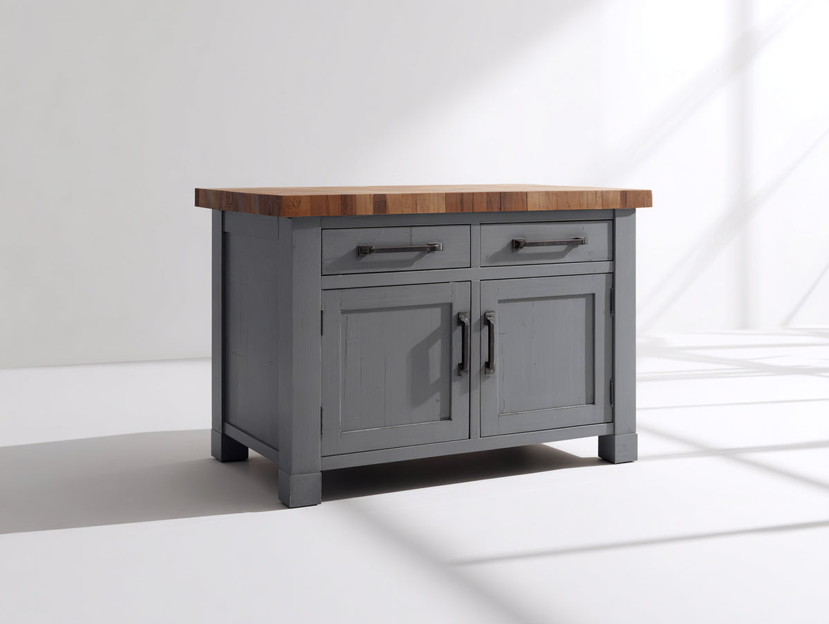 Credenza - Legno-Metallo - 104x50x89 cm - Grigio ardesia-Rovere naturale - Stile rustico industriale