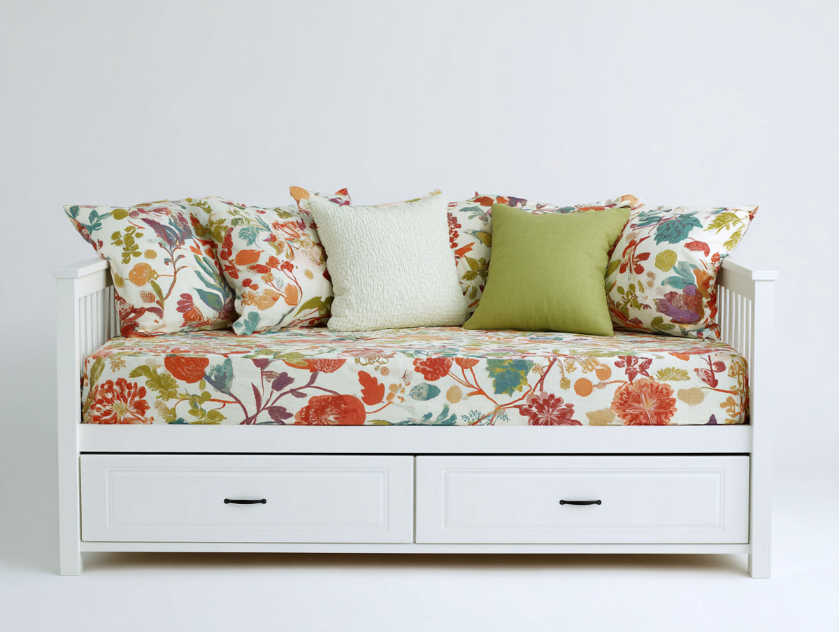 Divano letto - Legno - 211x98x90 cm - Bianco - Stile country contemporaneo