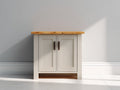 Credenza - Legno - 82x38x82 cm - Bianco crema-Rovere naturale - Stile country minimalista