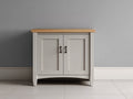 Credenza - Legno - 90x40x85 cm - Greige-Rovere naturale - Stile country