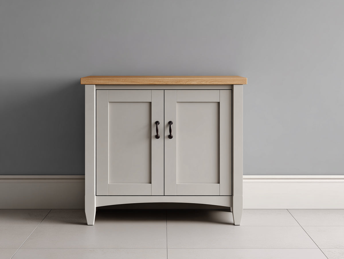 Credenza - Legno - 90x40x85 cm - Greige-Rovere naturale - Stile country