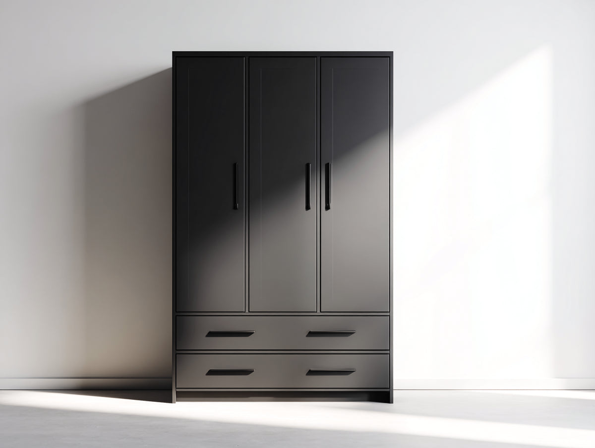 Armadio - Legno-Metallo - 120 x 52 x 185 cm - Nero - Stile moderno