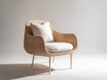 Poltrona da giardino - Rattan-Tessuto-Metallo - 84x76x88 cm - Naturale-Bianco - Stile contemporaneo