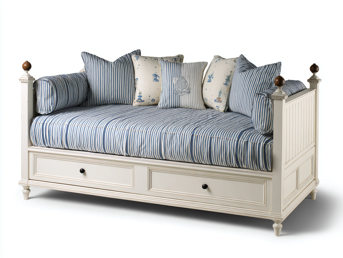 Divano letto - Legno - 212x102x101 cm - Bianco - Stile classico marinaro