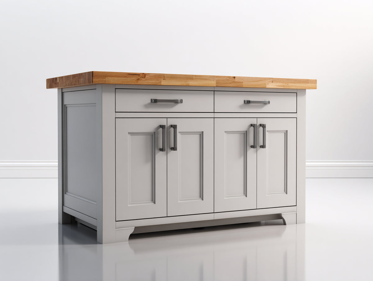 Credenza - Legno-Metallo - 120x50x90 cm - Grigio chiaro-Rovere naturale - Stile farmhouse