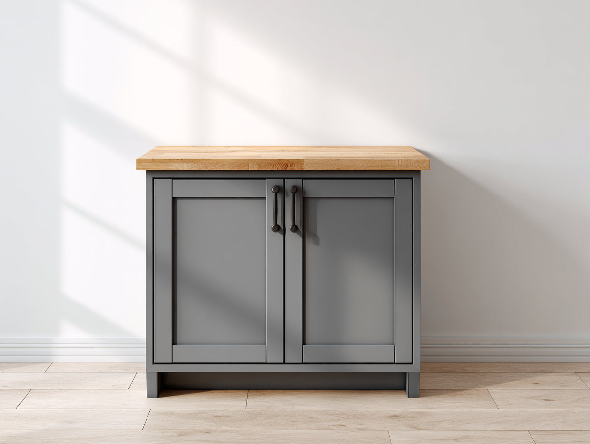 Credenza - Legno-Metallo - 95x42x88 cm - Grigio antracite-Rovere naturale - Stile industriale
