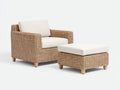 Poltrona da giardino - Rattan naturale-Tessuto - 88x80x81 cm - Naturale-Crema - Stile minimalista