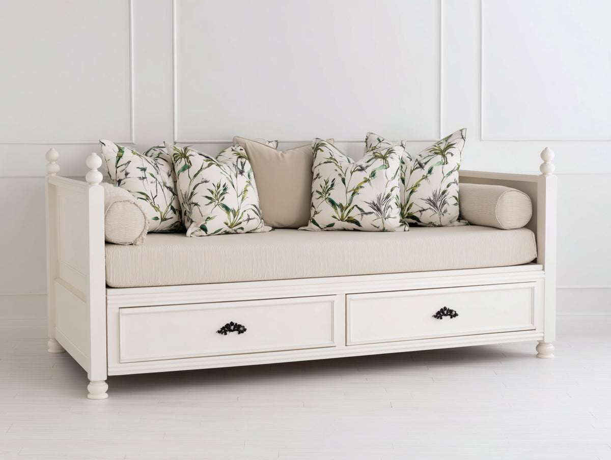 Divano letto - Legno - 212x99x94 cm - Bianco - Stile classico contemporaneo