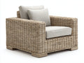 Poltrona da giardino - Rattan naturale-Tessuto - 94x87x83 cm - Grigio naturale-Beige chiaro - Stile mediterraneo