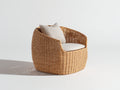 Poltrona da giardino - Rattan naturale-Tessuto - 89x83x79 cm - Marrone miele-Beige - Stile organico moderno