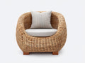 Poltrona da giardino - Rattan naturale-Tessuto - 96x90x84 cm - Naturale-Grigio chiaro - Stile organico