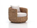 Poltrona da giardino - Rattan naturale-Tessuto - 88x82x78 cm - Marrone naturale-Beige chiaro - Stile organico