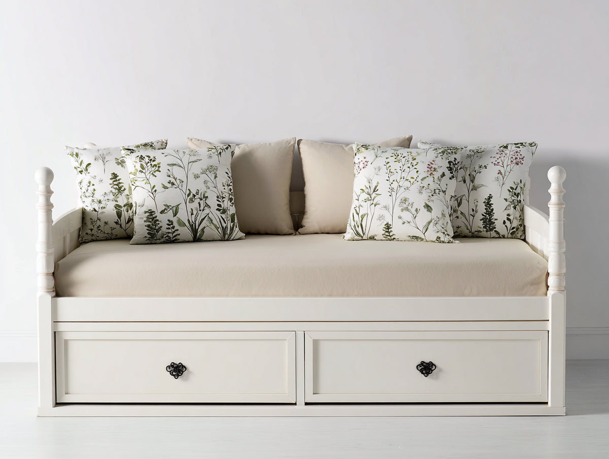 Divano letto - Legno - 211x99x97 cm - Bianco - Stile classico romantico