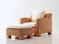 Poltrona da giardino - Fibra intrecciata-Tessuto - 90x83x86 cm - Marrone miele-Crema - Stile naturale