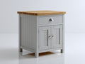 Credenza - Legno-Metallo - 72x42x92 cm - Grigio chiaro-Rovere naturale-Argento - Stile country contemporaneo