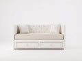Divano letto - Legno-tessuto - 205x98x90 cm - Bianco-Beige - Stile classico elegante