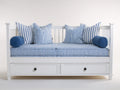 Divano letto - Legno - 210x100x95 cm - Bianco - Stile marinaro