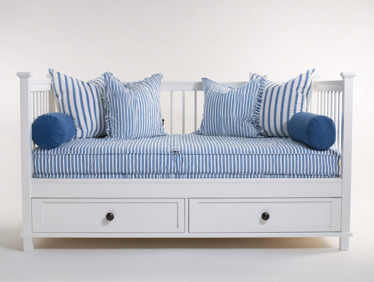 Divano letto - Legno - 210x100x95 cm - Bianco - Stile marinaro