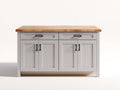 Credenza - Legno-Metallo - 130x52x91 cm - Bianco avorio-Rovere naturale-Nero - Stile farmhouse contemporaneo