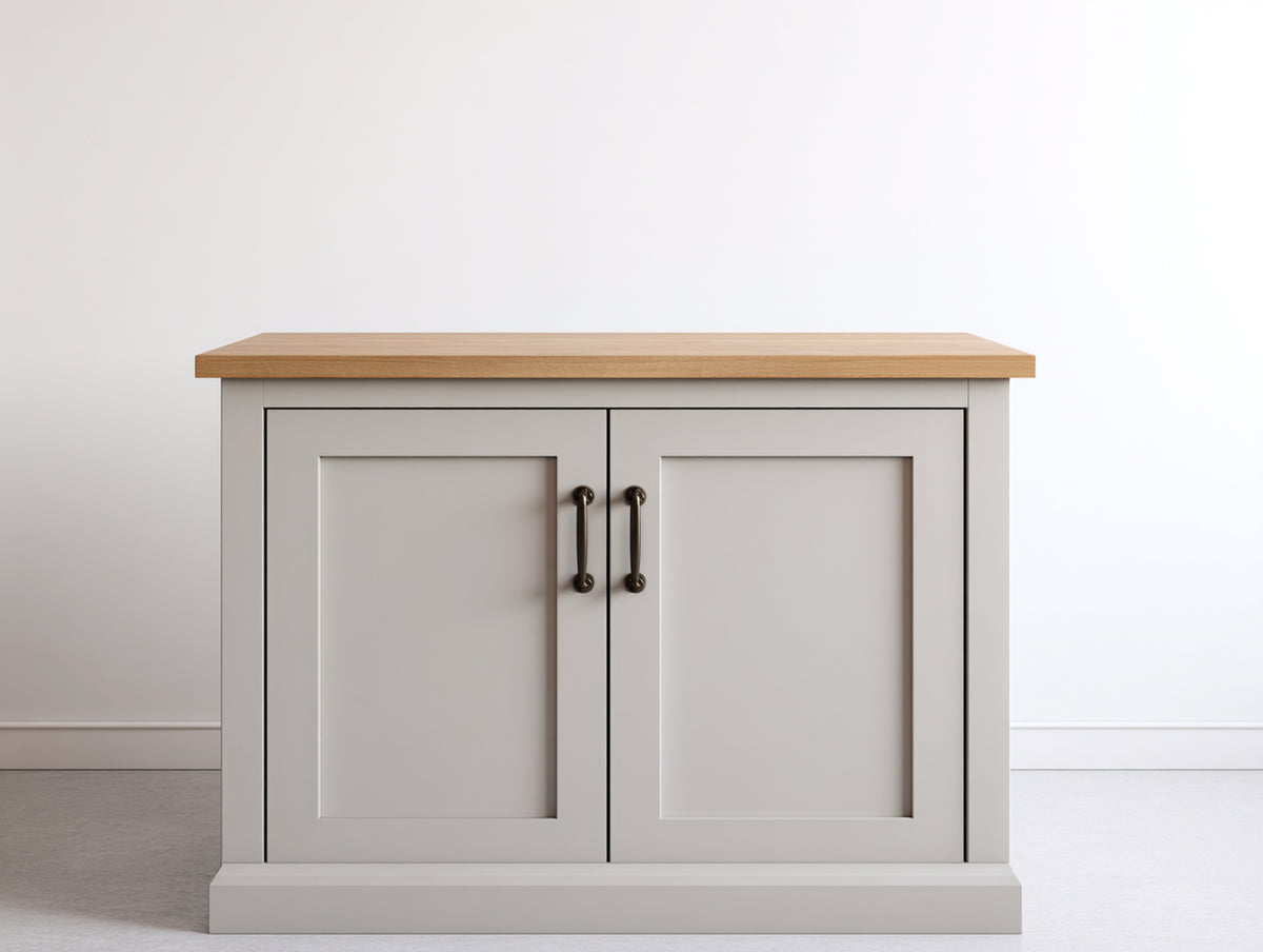 Credenza - Legno - 100x45x85 cm - Bianco caldo-Rovere naturale - Stile shaker