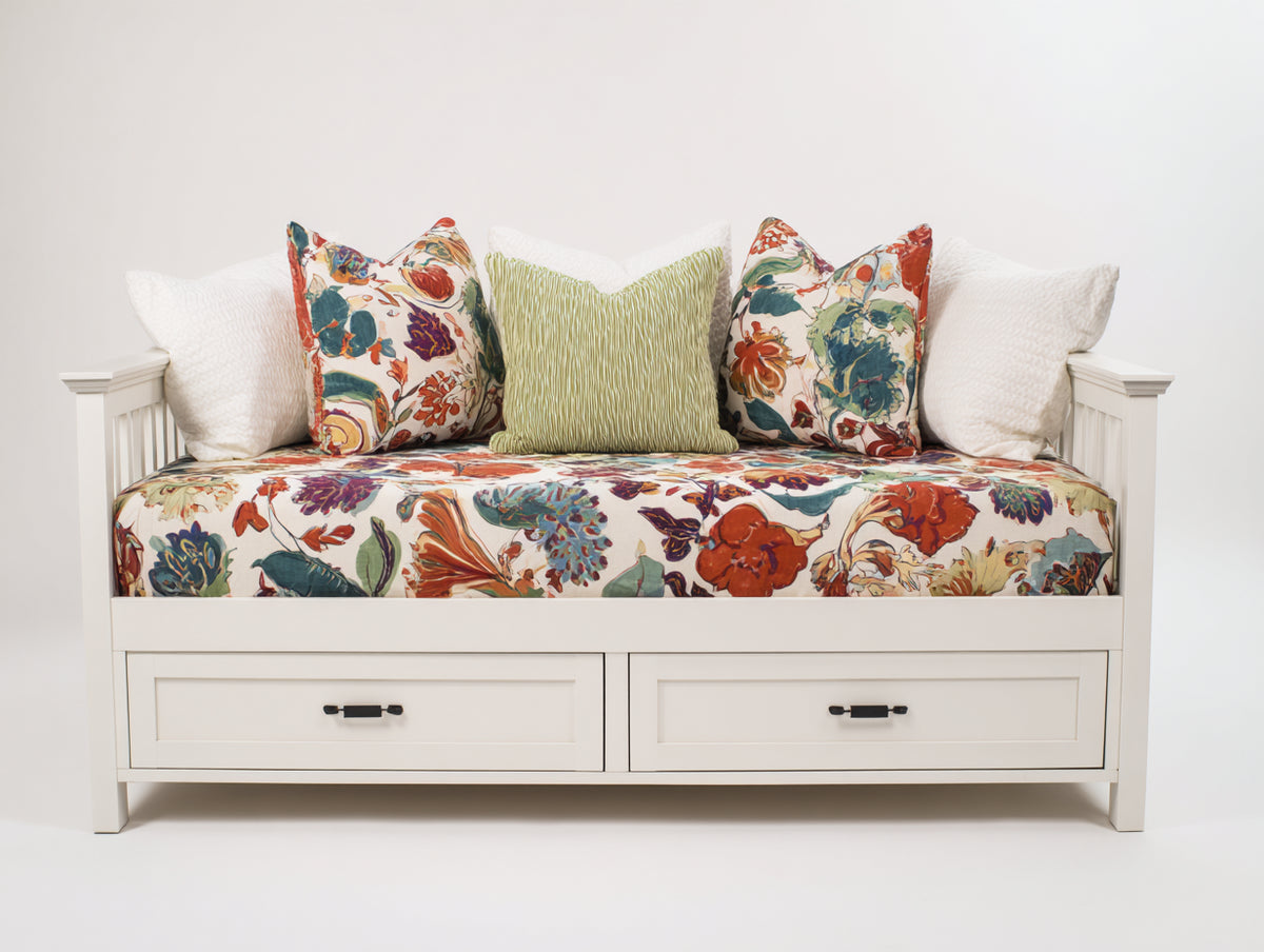 Divano letto - Legno - 209x99x91 cm - Bianco - Stile country classico