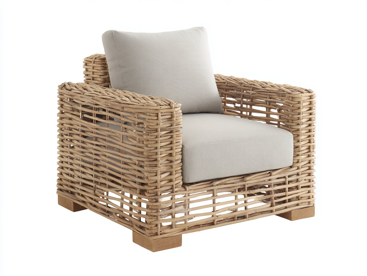 Poltrona da giardino - Rattan naturale-Tessuto - 89x81x80 cm - Naturale-Beige - Stile minimalista