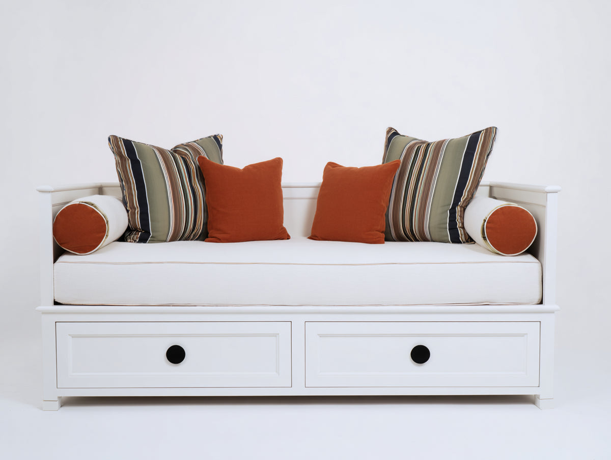 Divano letto - Legno - 207x98x89 cm - Bianco - Stile moderno essenziale