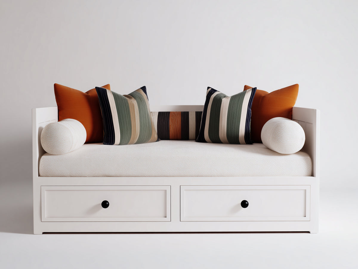 Divano letto - Legno - 203x96x84 cm - Bianco - Stile moderno compatto